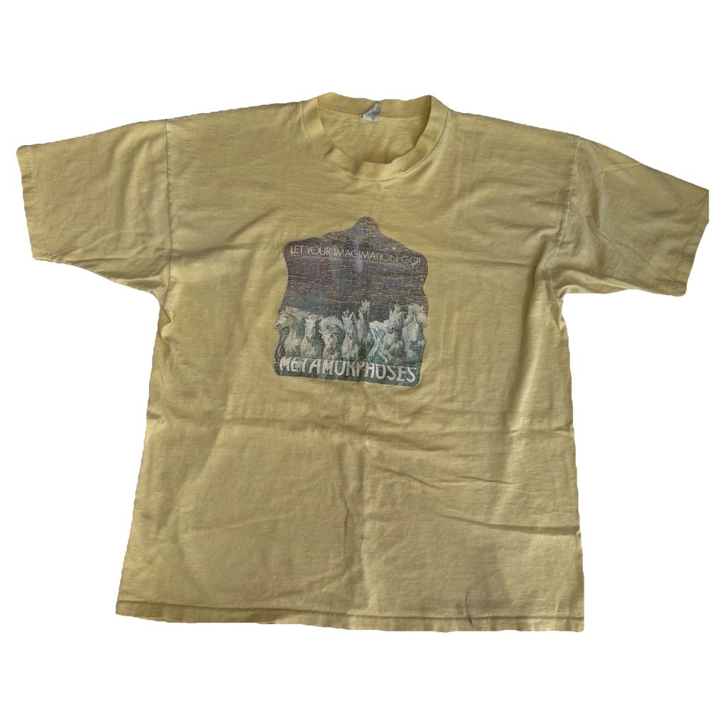 Vintage 80s Museum Graphic T-Shirt‎ Metamorphoses Spruce Yellow Cotton Tee
